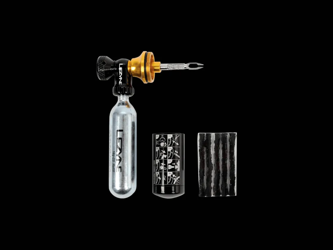 Trek Bikes Lezyne Tubeless CO₂ Blaster Inflator/Repair Kit Black/Gold Outlet