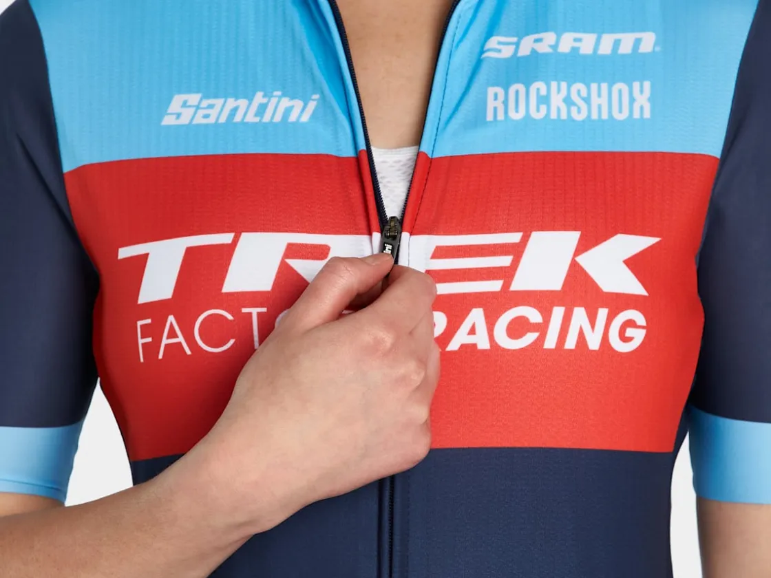Trek Bikes Santini Trek Factory Racing Women's XC Team Replica Cycling Jersey Dark Blue/Azure Hot