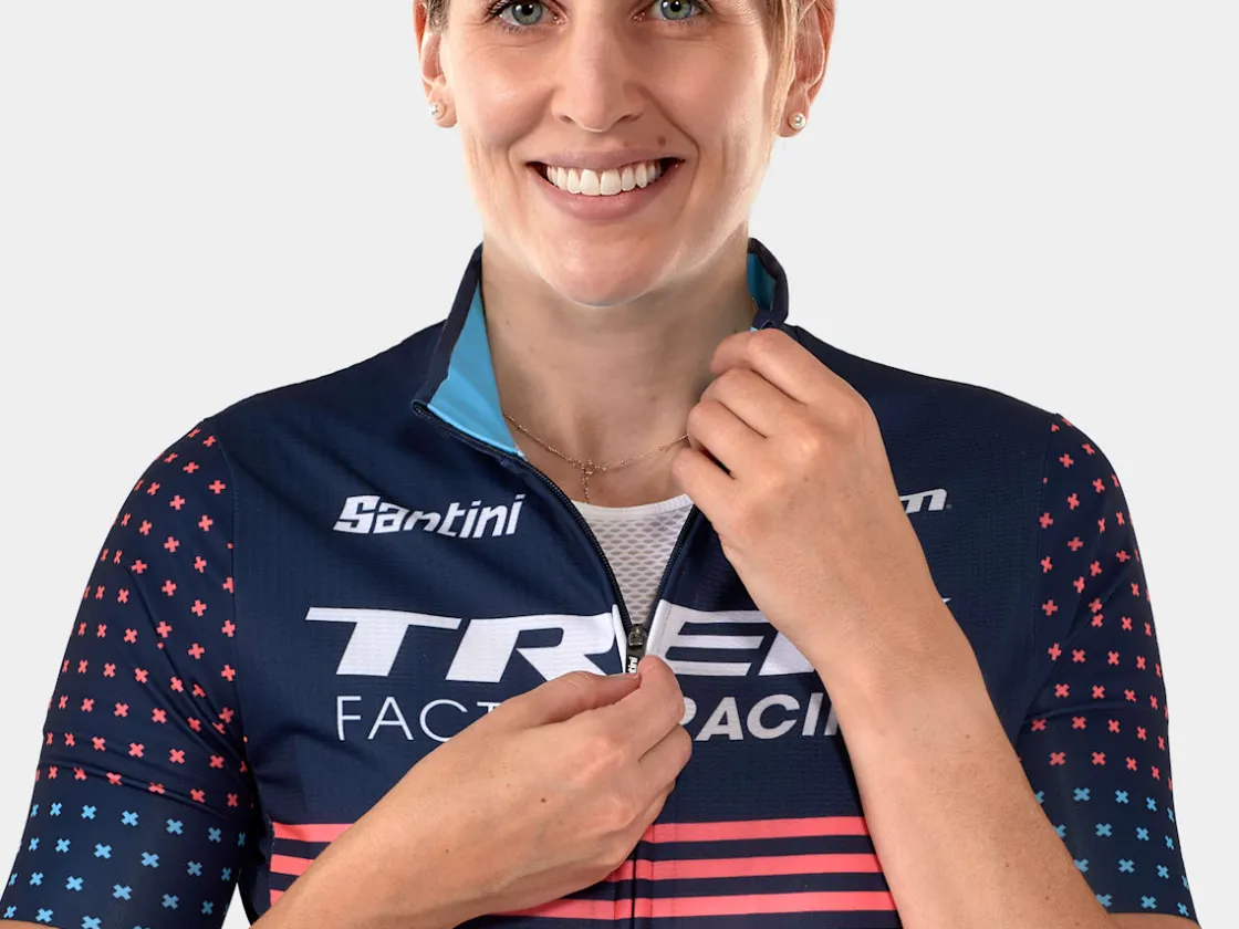 Trek Bikes Santini Trek Factory Racing Women's CX Team Replica Cycling Jersey Dark Blue/Radioactive Coral Outlet