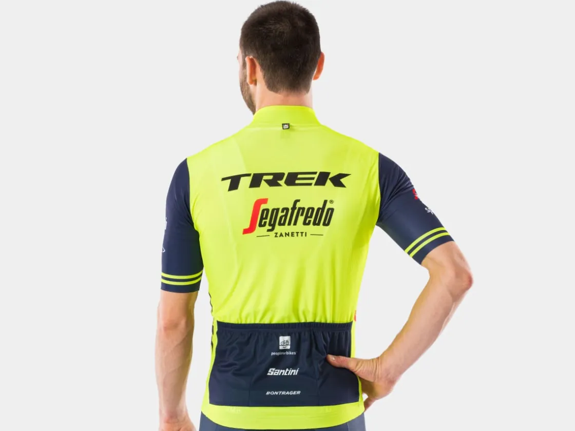 Trek Bikes Santini Trek-Segafredo Men's Team Training Replica Jersey Radioactive Yellow/Dark Blue Fashion