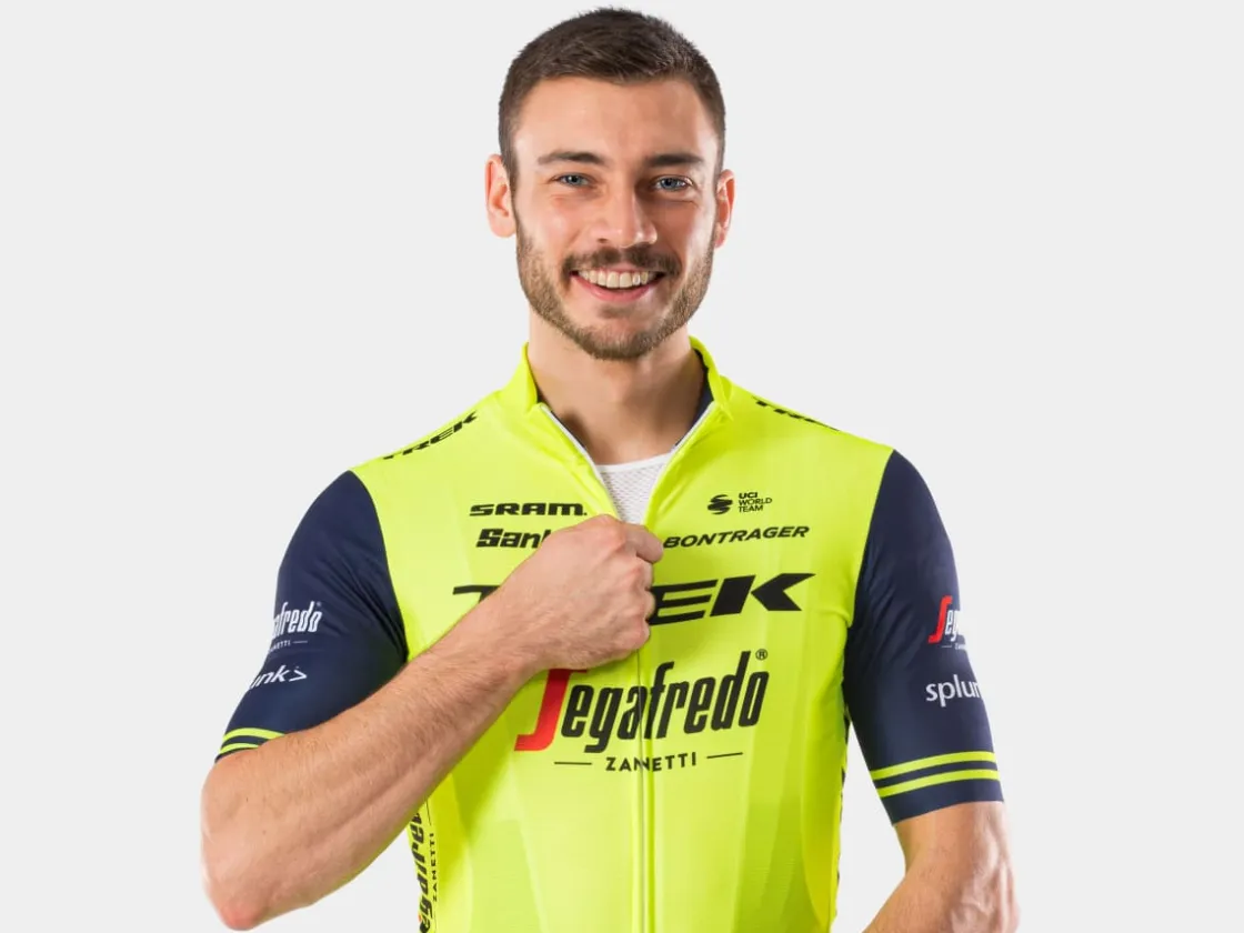 Trek Bikes Santini Trek-Segafredo Men's Team Training Replica Jersey Radioactive Yellow/Dark Blue Fashion