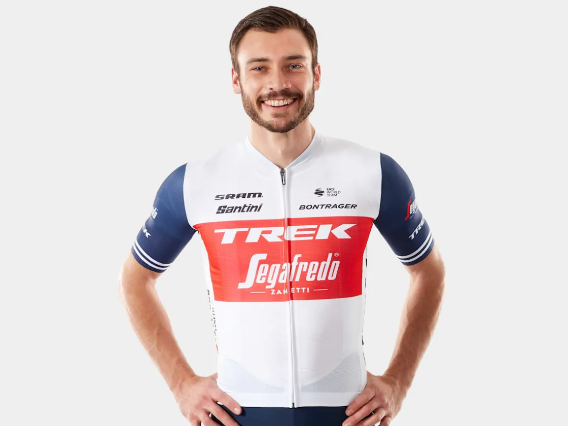 Trek Bikes Santini Trek-Segafredo Men's Team Cycling Jersey White/Dark Blue Cheap