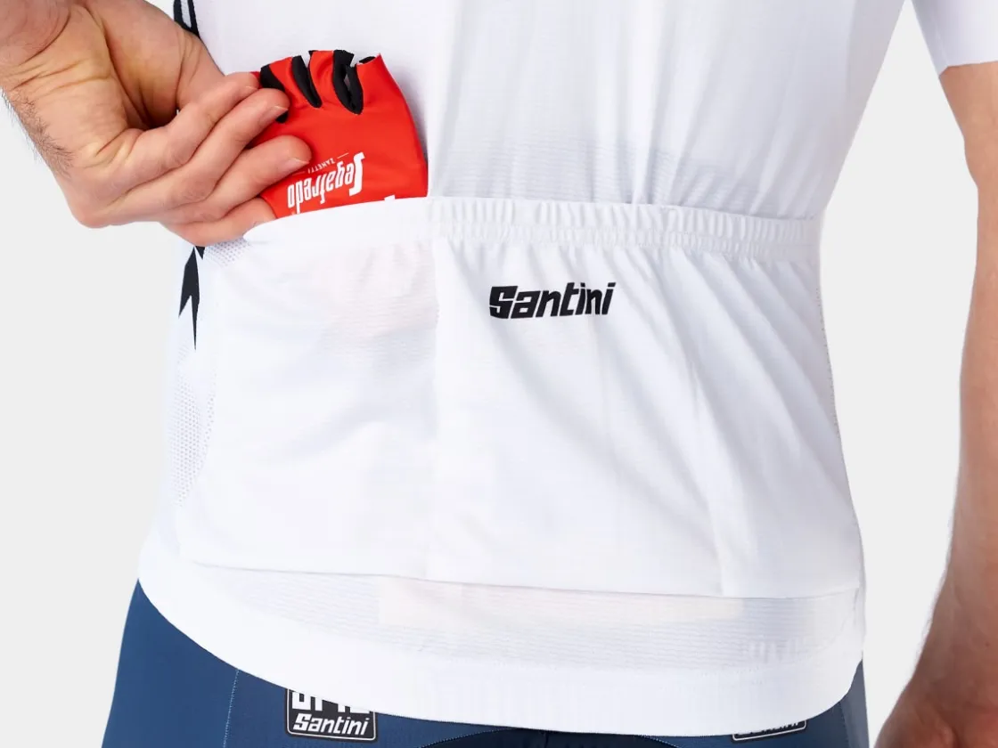 Trek Bikes Santini Trek-Segafredo Men's Team Replica Race Jersey White/Red Cheap